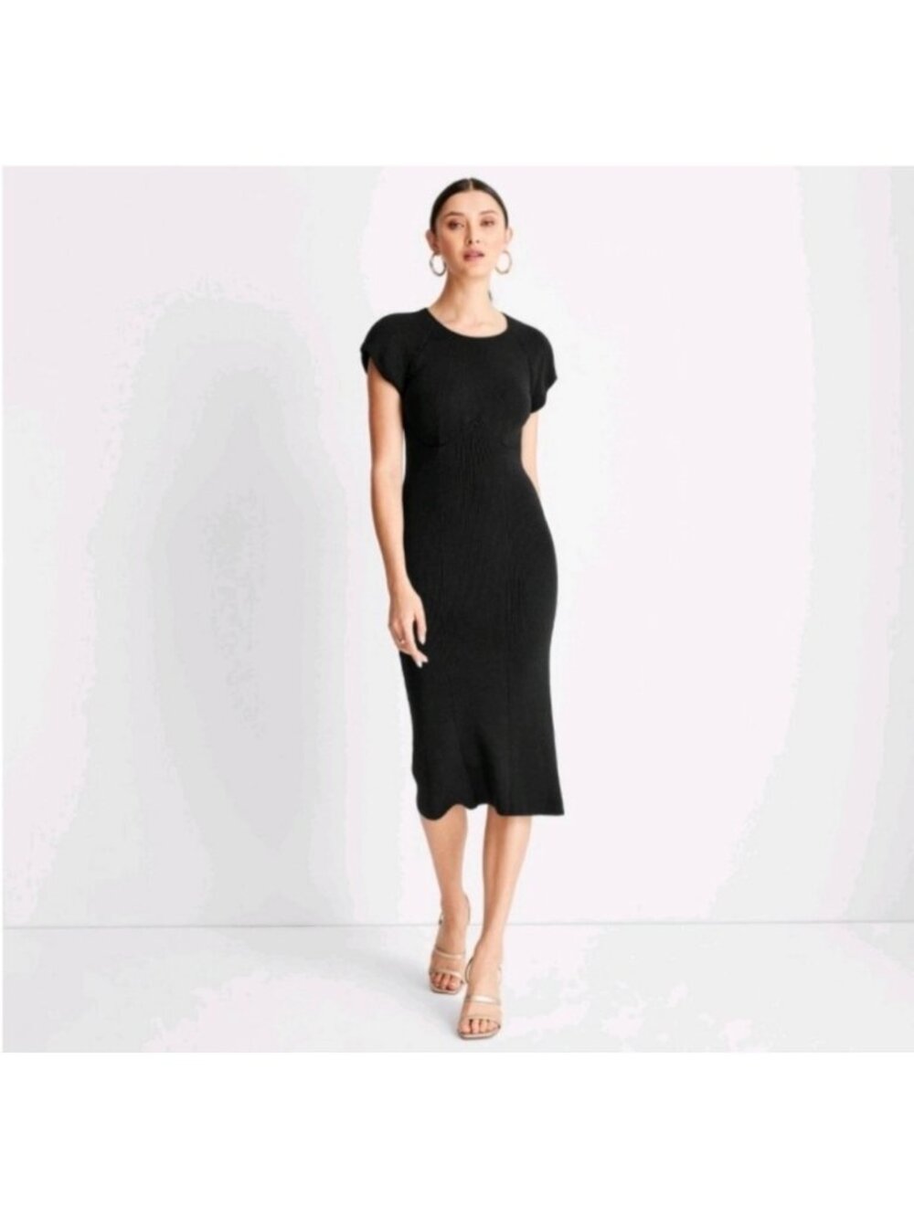 Future Collective Women’s Open-Back Black Ribbed Knit Dress Size XL